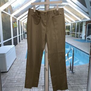 Brooks Brothers Womens Tailored Khaki Ankle Length Pants With Hem Vent Size 10